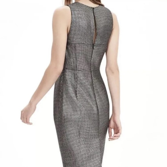 Banana Republic Metallic Tweed Sheath in Silver Gunmetal Gray Shimmer Dress 2P - Picture 5 of 8